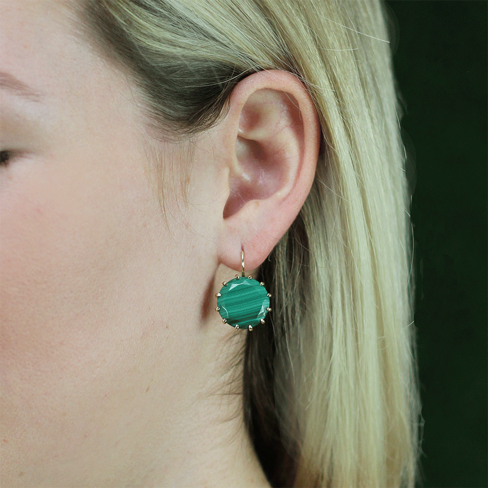ANDREA FOHRMAN-Malachite Drop Earrings-YELLOW GOLD