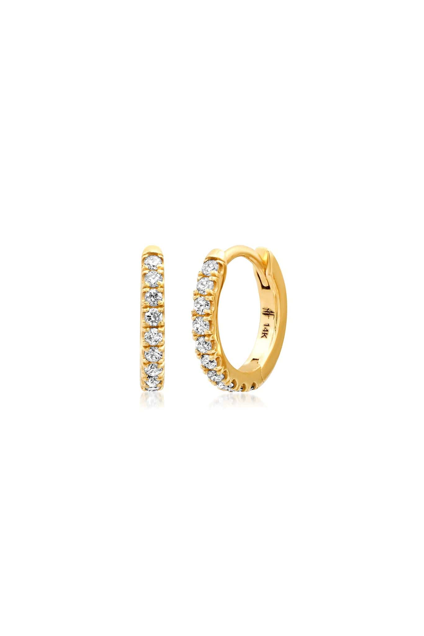 ANDREA FOHRMAN-Pave Diamond Huggies-YELLOW GOLD