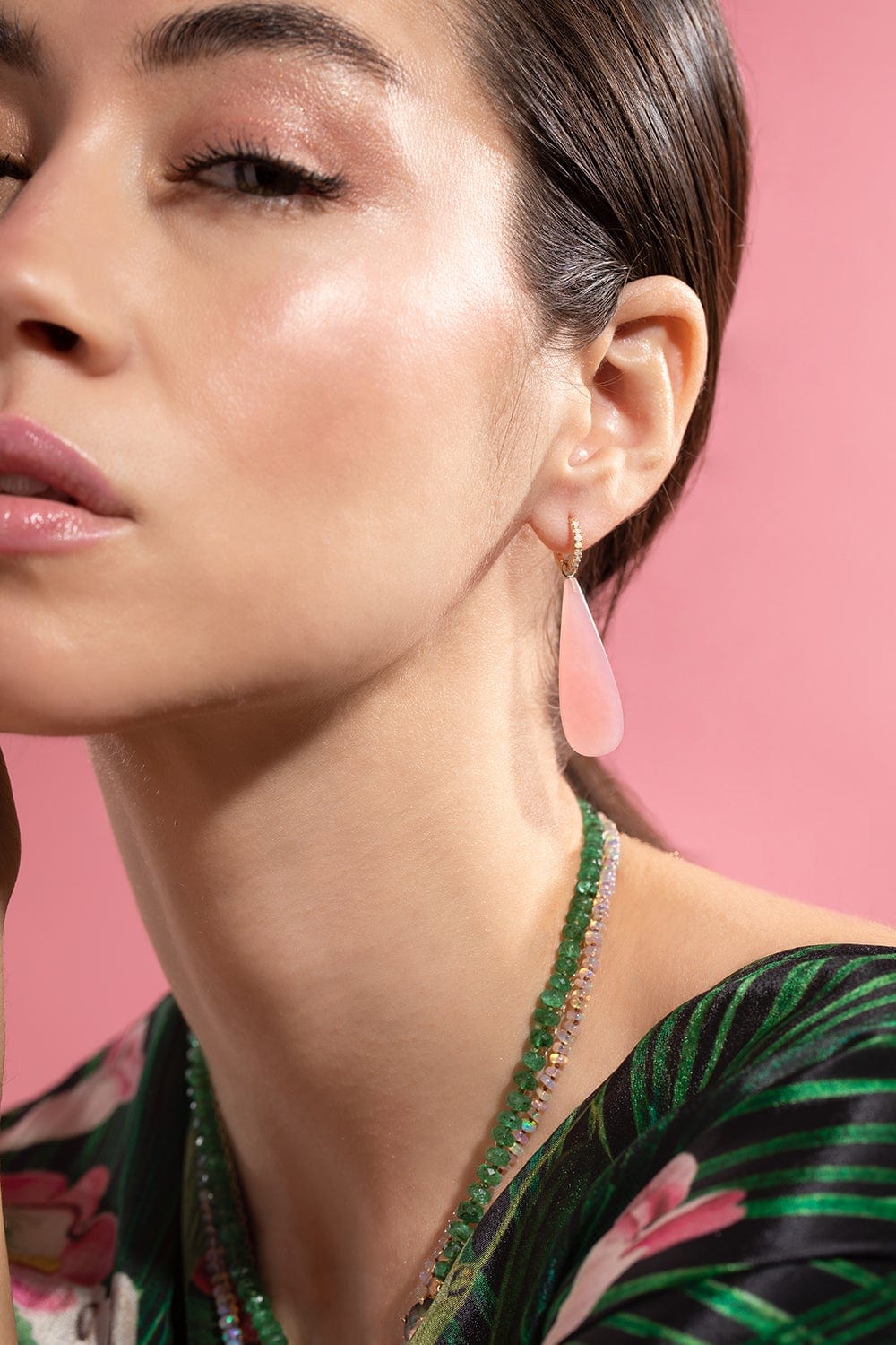 ANDREA FOHRMAN-Peruvian Pink Opal Large Briolettes-YELLOW GOLD