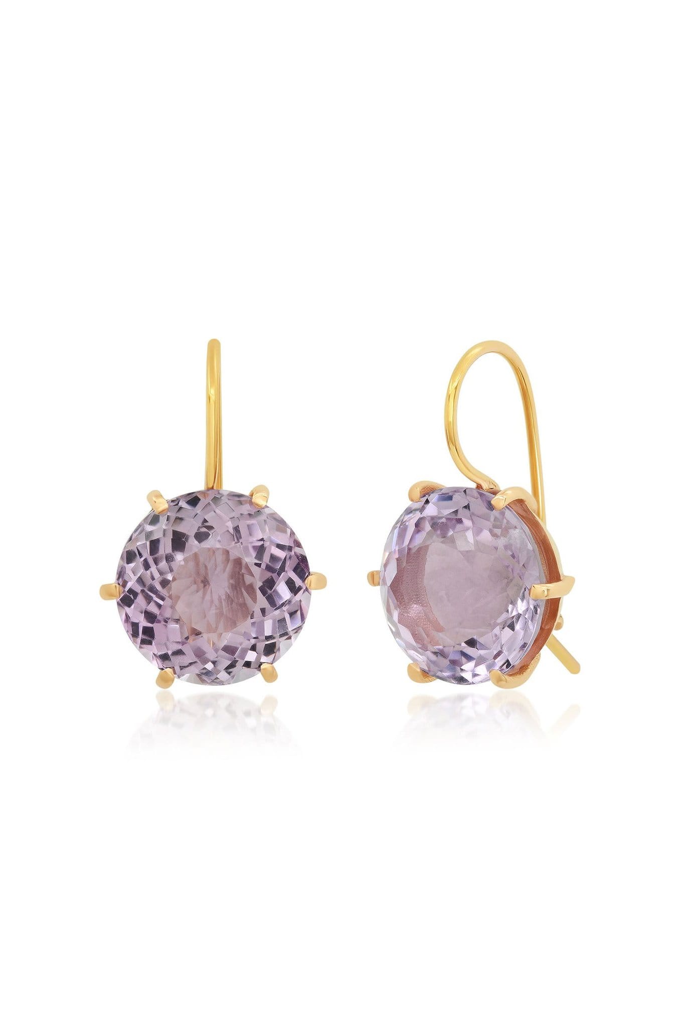 ANDREA FOHRMAN-Round Rose de France Earrings-YELLOW GOLD