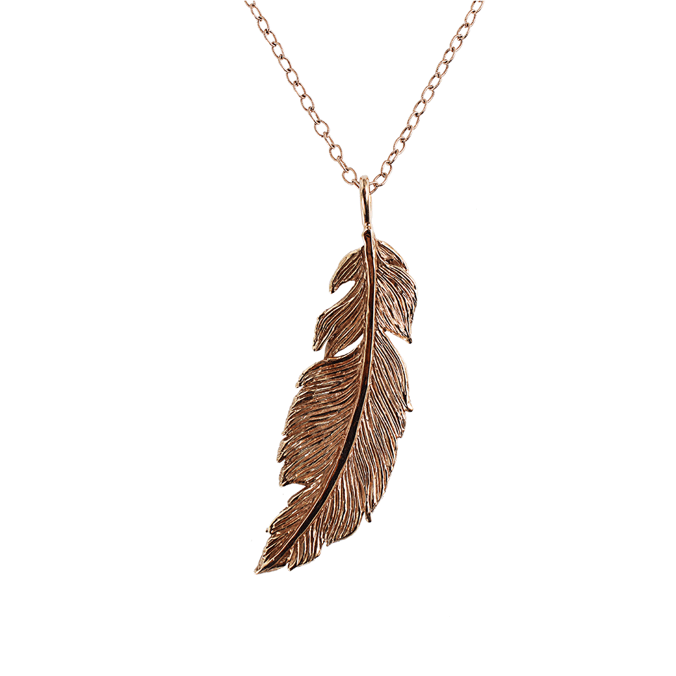 ANDREA FOHRMAN-Diamond Feather Pendant Necklace-R GOLD