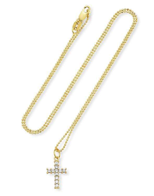 ANDREA FOHRMAN-Diamond Cross Necklace-YELLOW GOLD