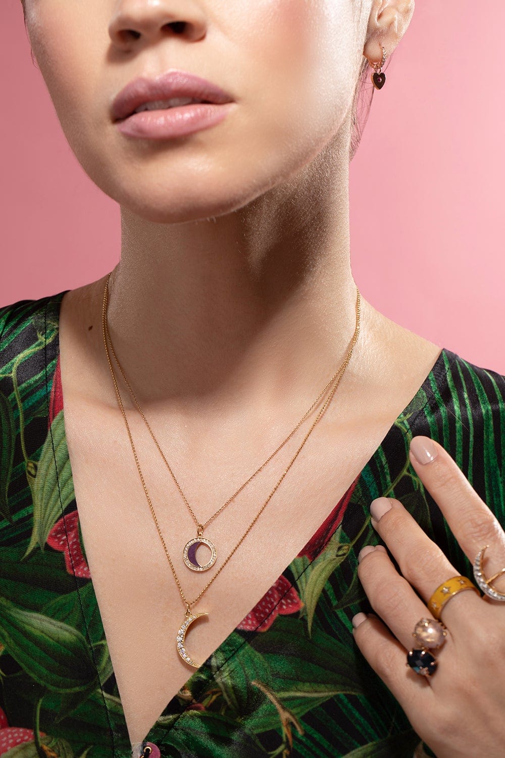 ANDREA FOHRMAN-Eggplant Enamel Moon Phase Necklace-YELLOW GOLD