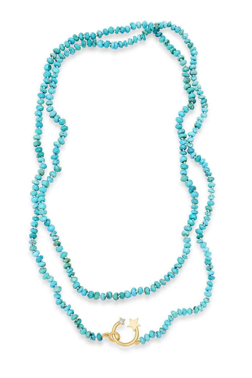 ANDREA FOHRMAN-Shooting Star Turquoise Bead Necklace-YELLOW GOLD