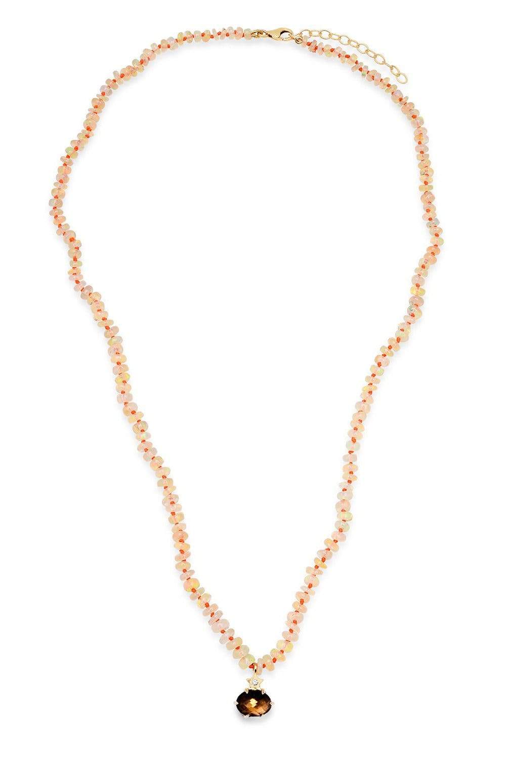 ANDREA FOHRMAN-Smokey Quartz Ethiopian Bead Necklace-YELLOW GOLD