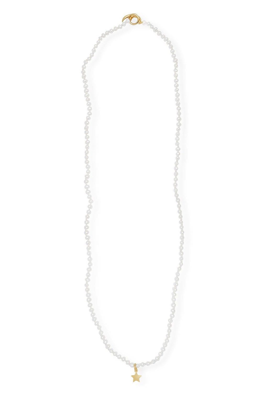 ANDREA FOHRMAN-Star Charm Pearl Bead Necklace-YELLOW GOLD