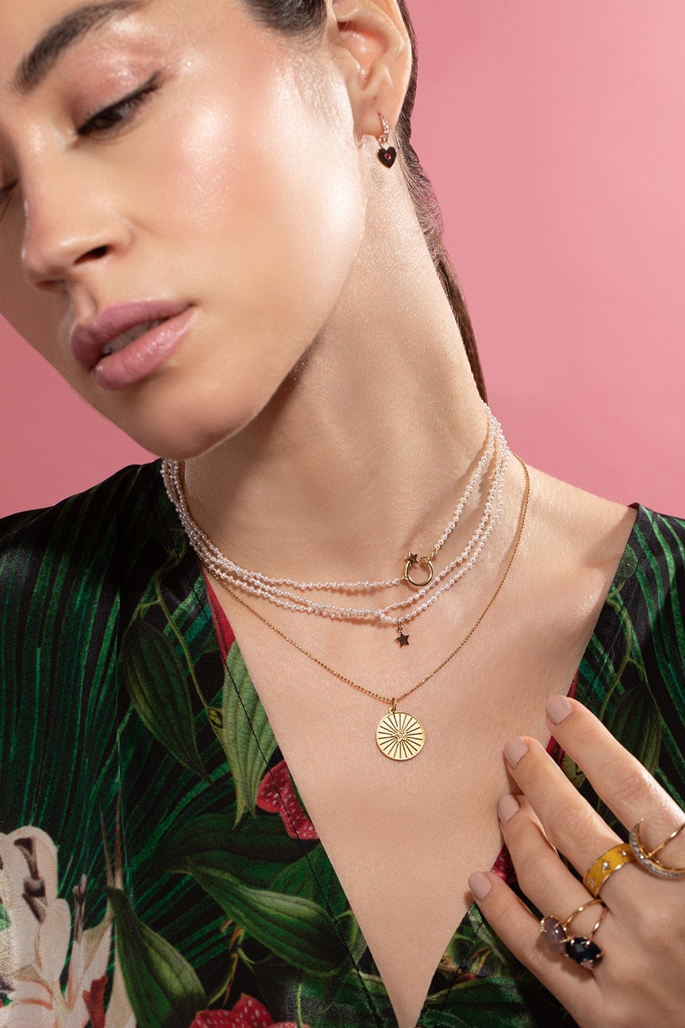 ANDREA FOHRMAN-Textured Gold Star Pendant Necklace-YELLOW GOLD