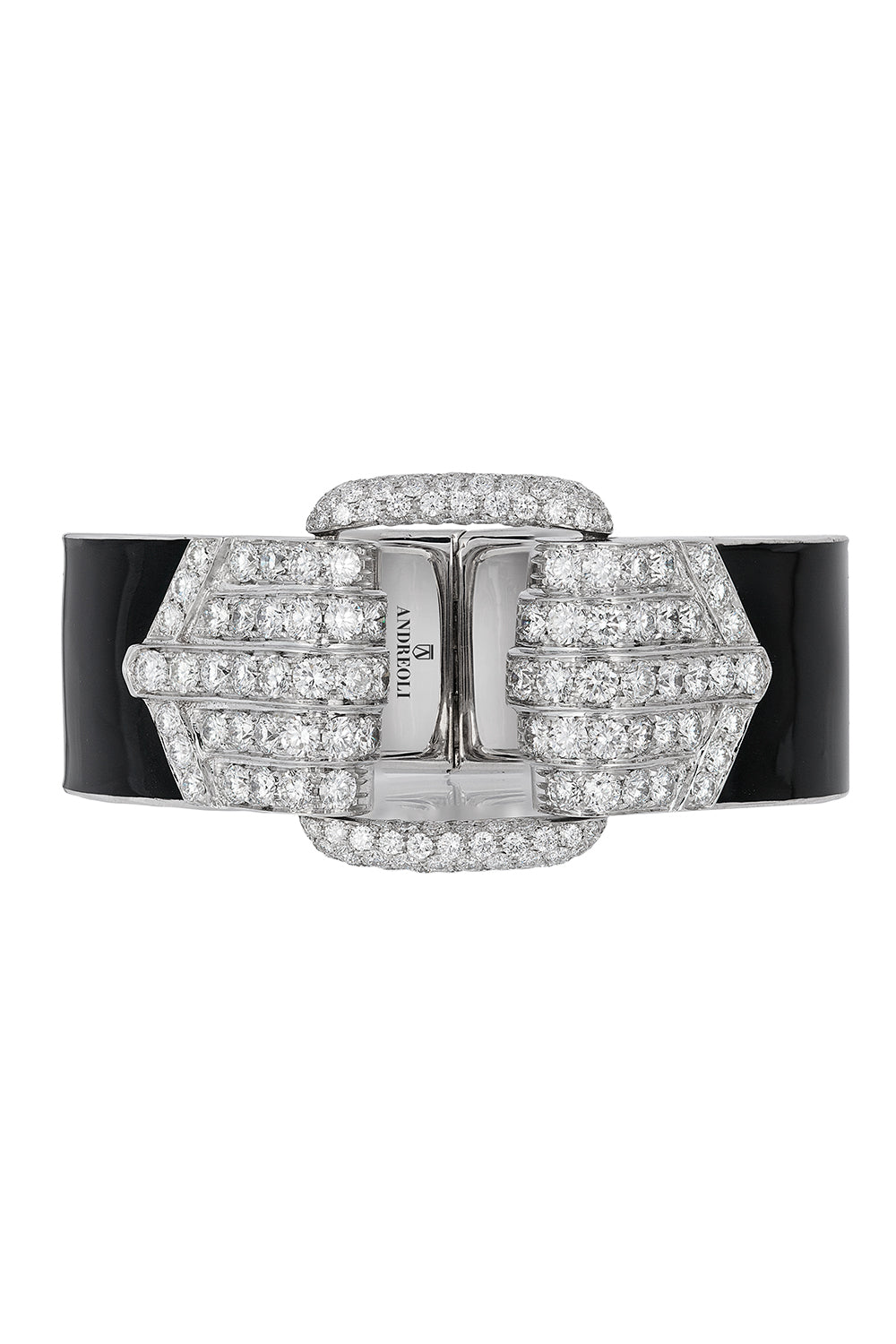 Diamond Black Cuff Bracelet-SILVER-JEWELRYFINE JEWELBRACELET O-ANDREOLI