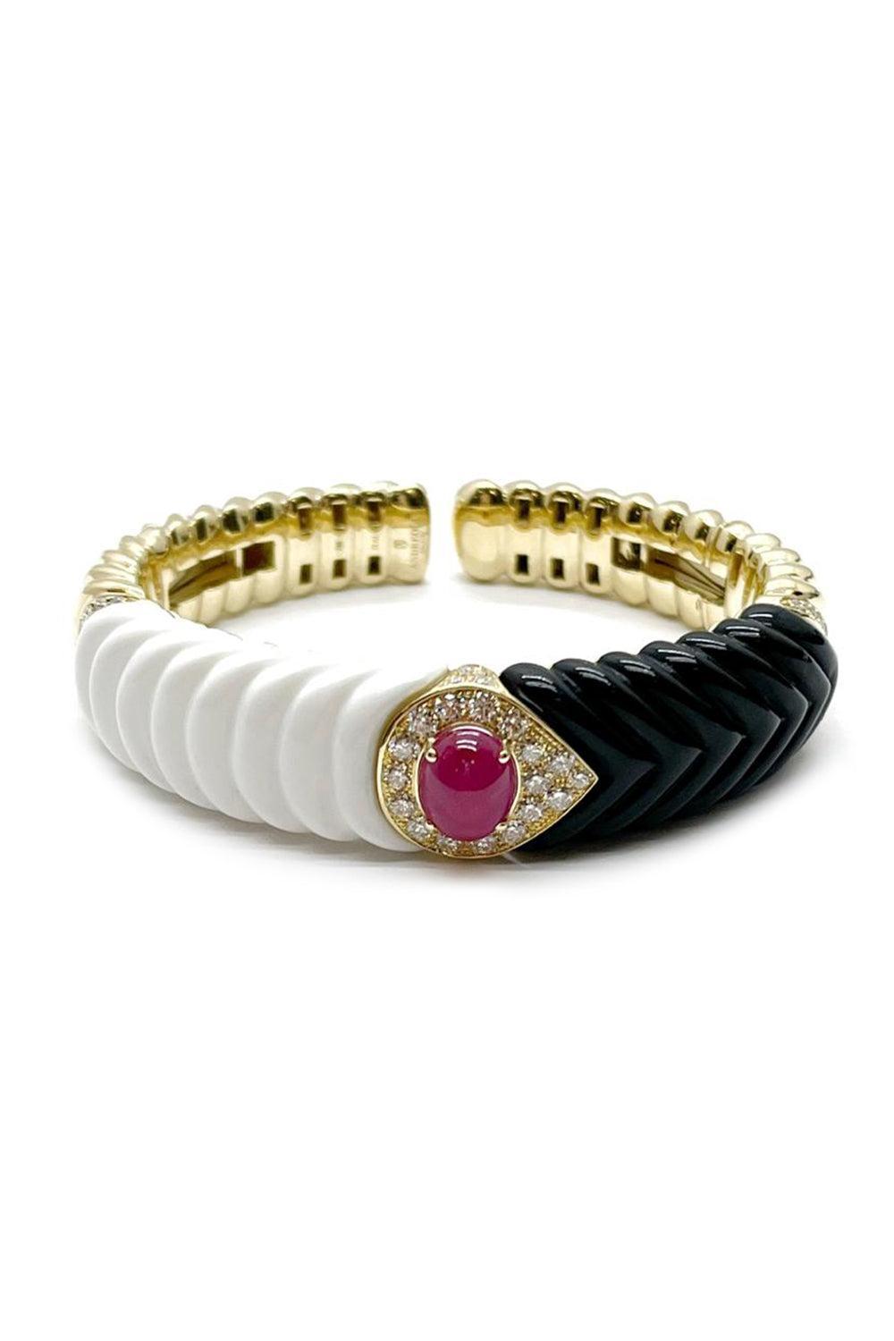 Diamond Ruby Kogolong Bracelet-YELLOW GOLD-JEWELRYFINE JEWELBRACELET O-ANDREOLI