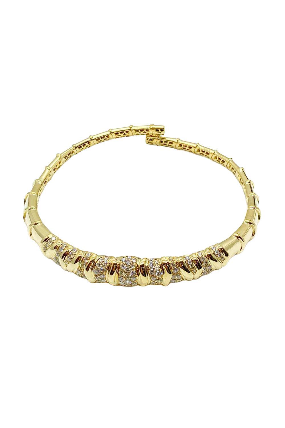 Diamond Alternating Collar Necklace-YELLOW GOLD-JEWELRYFINE JEWELNECKLACE O-ANDREOLI