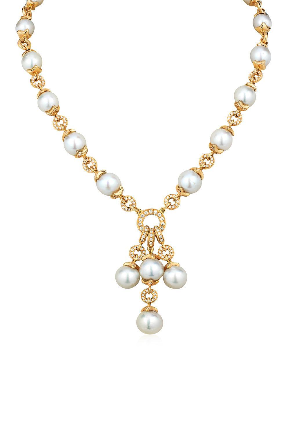 Pearl Diamond Drop Necklace-YELLOW GOLD-JEWELRYFINE JEWELNECKLACE O-ANDREOLI