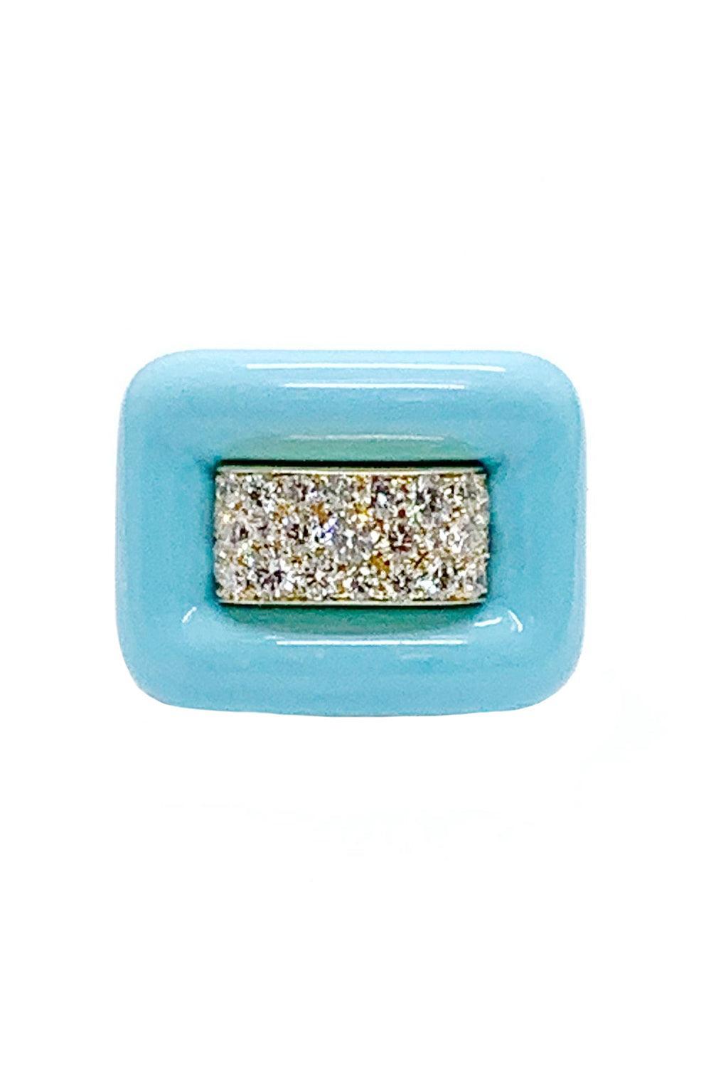 Turquoise Diamond Center Ring-YELLOW GOLD-7-JEWELRYFINE JEWELRING-ANDREOLI
