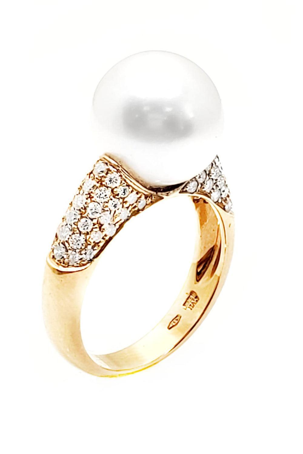 Diamond Pearl Center Ring-YELLOW GOLD-7.5-JEWELRYFINE JEWELRING-ANDREOLI
