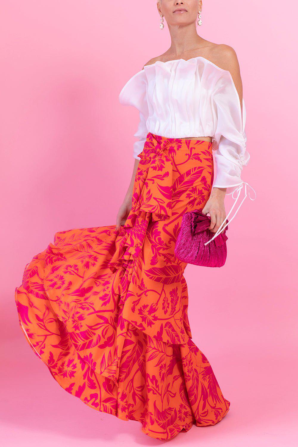 ANDRES OTALORA-Zayda Front Ruffle Maxi Skirt-