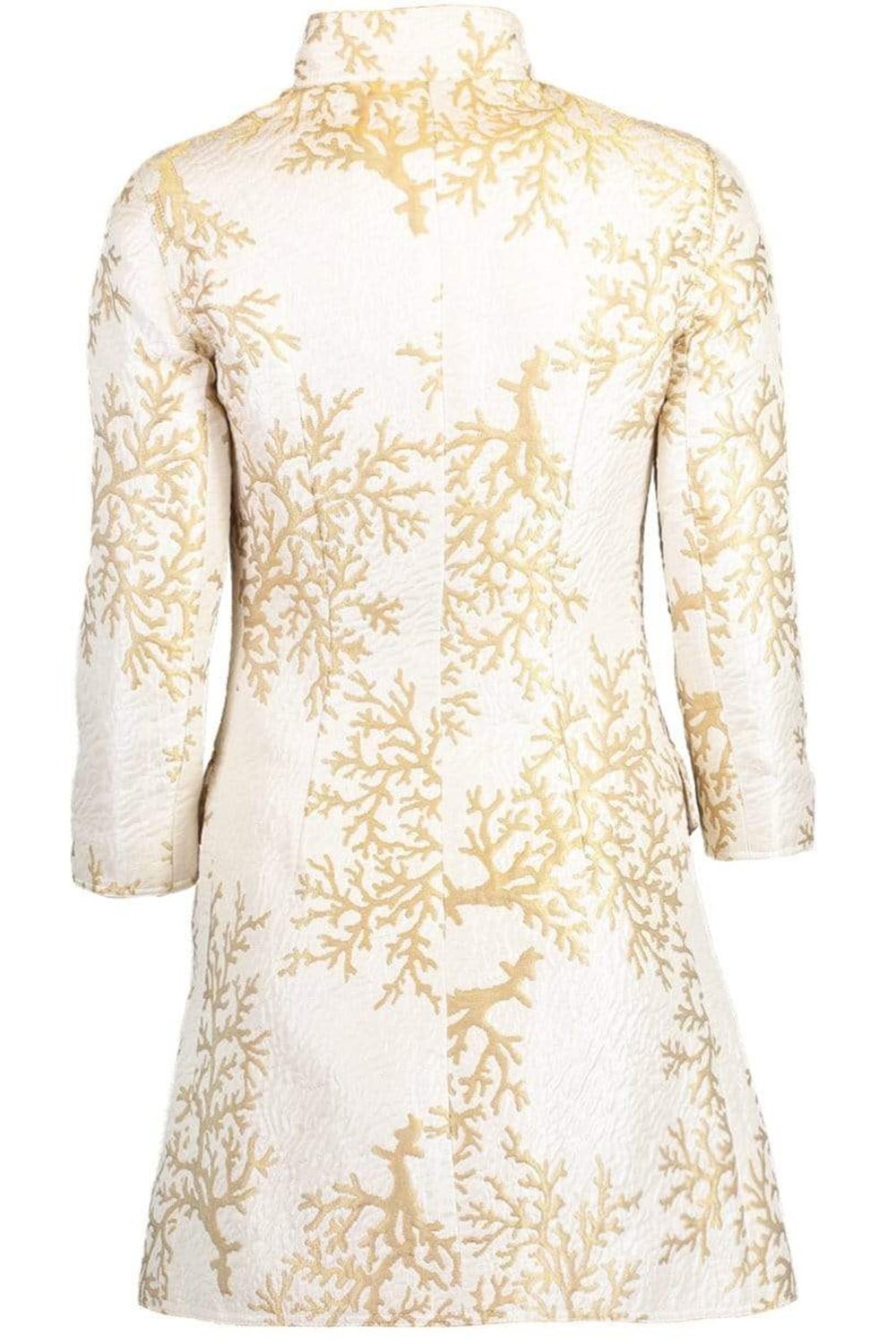 ANDREW GN-Brocade Coral Evening Jacket-GOLD