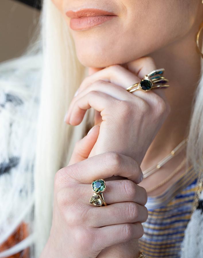 ANDY LIF-Sea Foam Tourmaline Enamel Ring-YELLOW GOLD