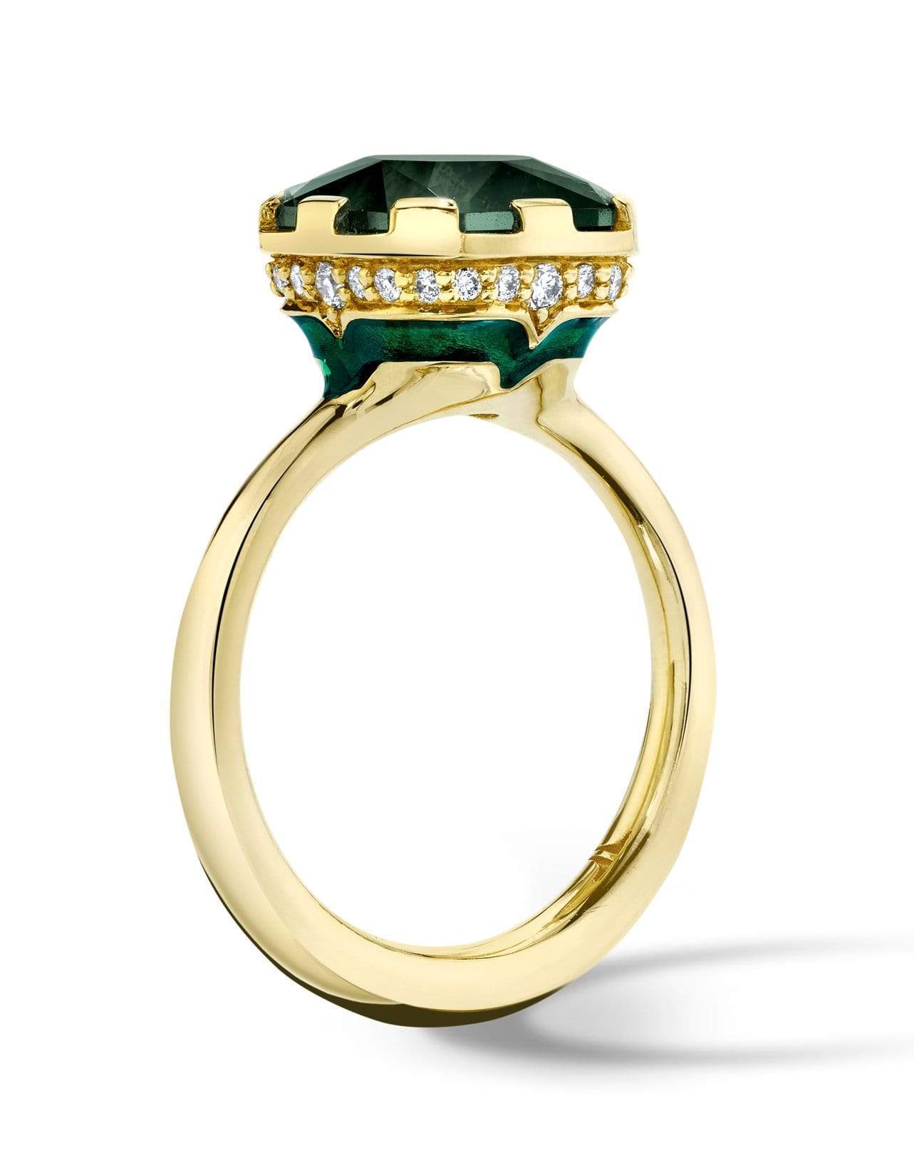 ANDY LIF-Sea Foam Tourmaline Enamel Ring-YELLOW GOLD
