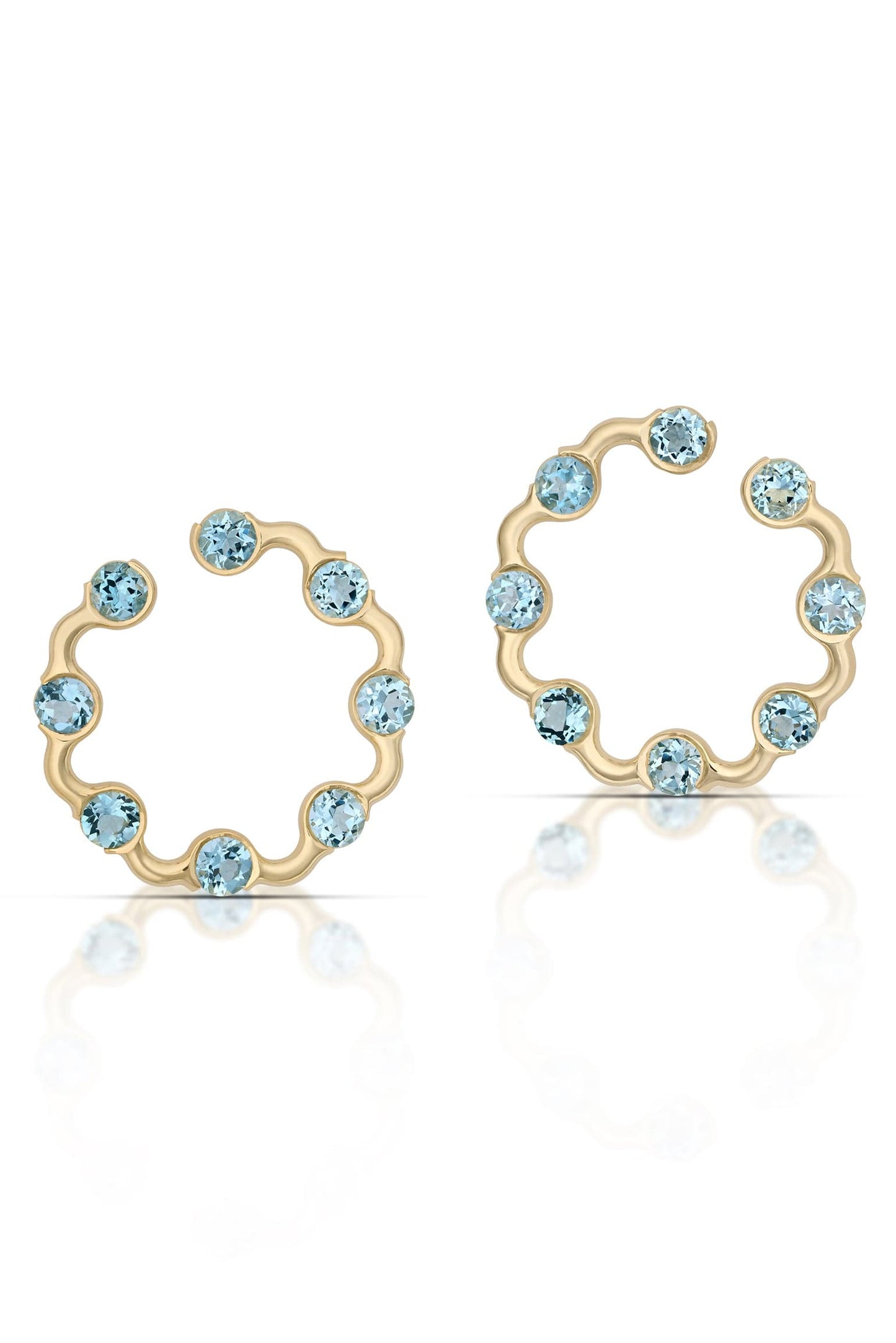 ANDY LIF-Aquamarine Crescent Hoops-YELLOW GOLD