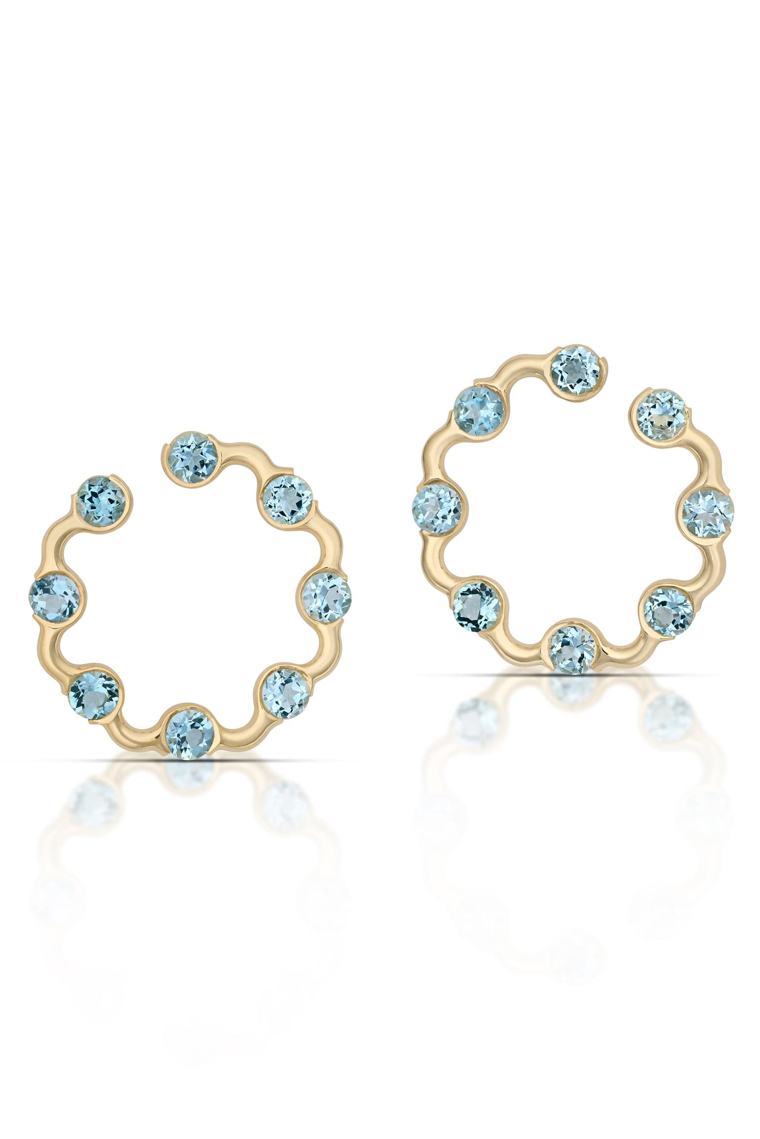 ANDY LIF-Aquamarine Crescent Hoops-YELLOW GOLD