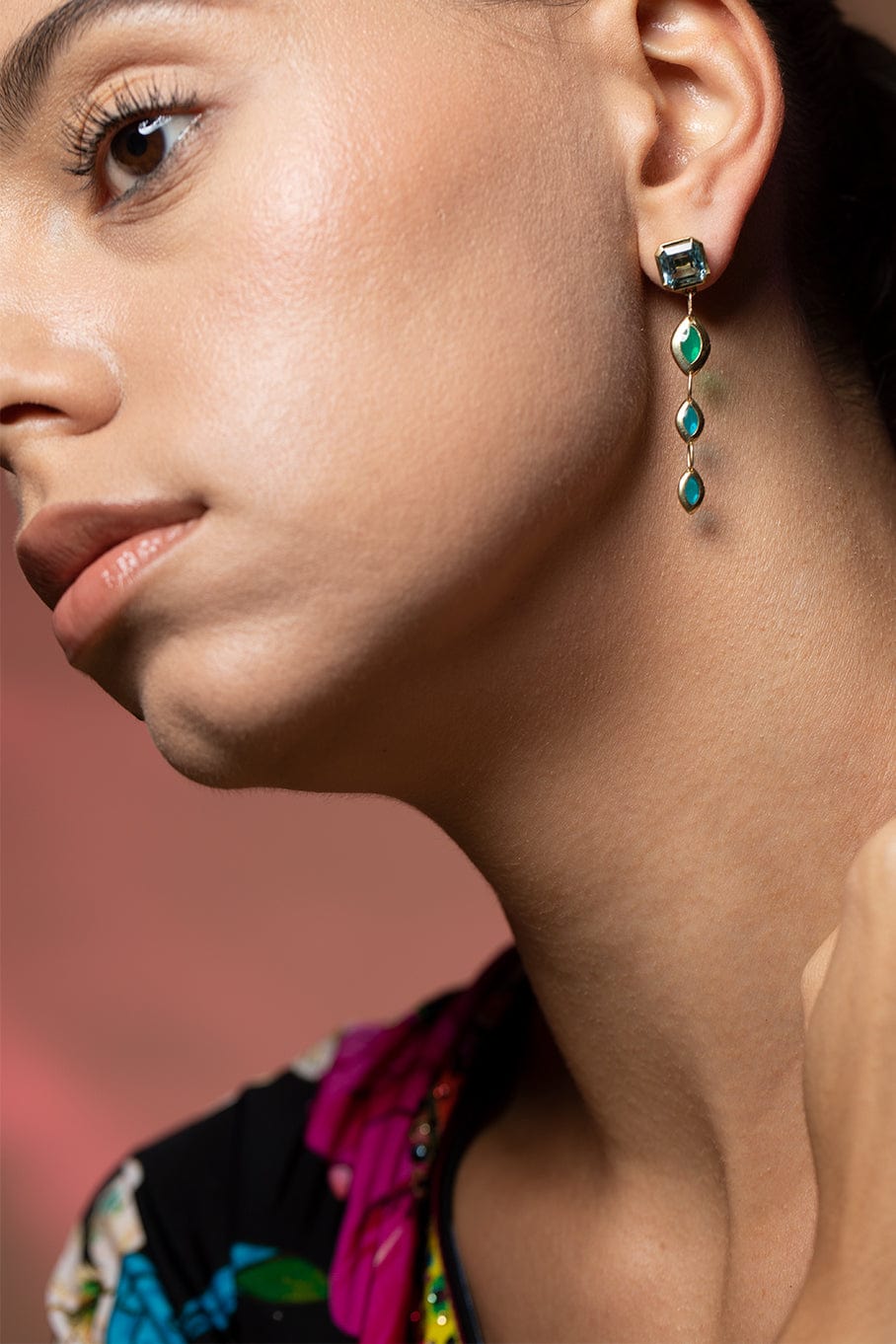 ANDY LIF-Aquamarine Gem Drop Earrings-YELLOW GOLD