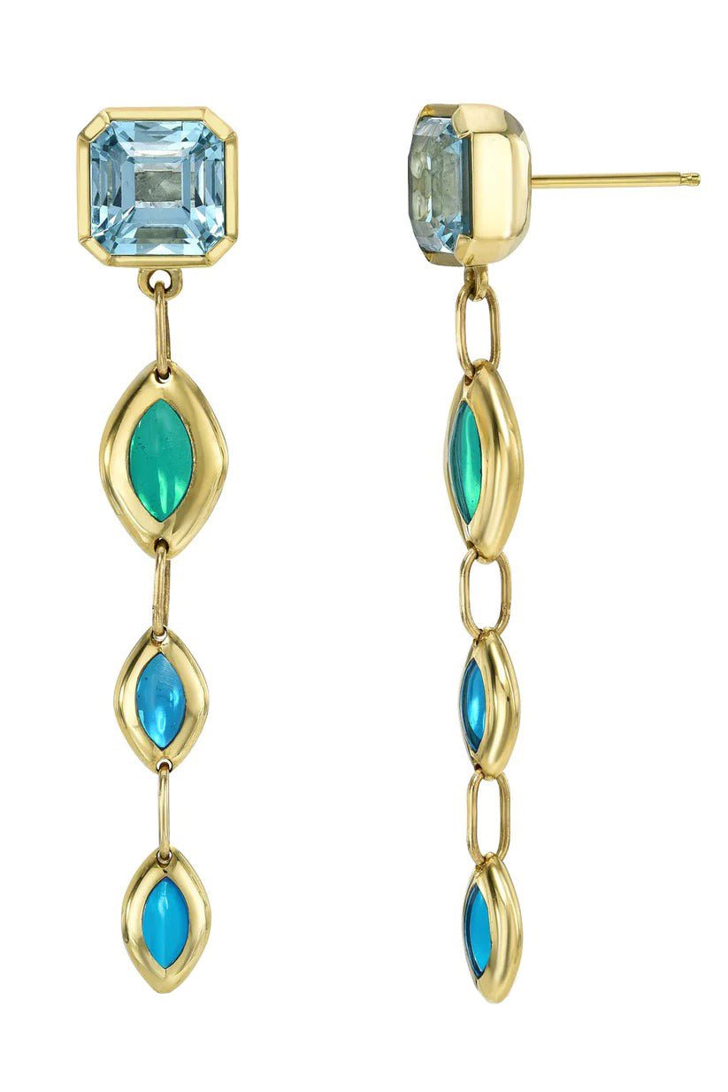 ANDY LIF-Aquamarine Gem Drop Earrings-YELLOW GOLD