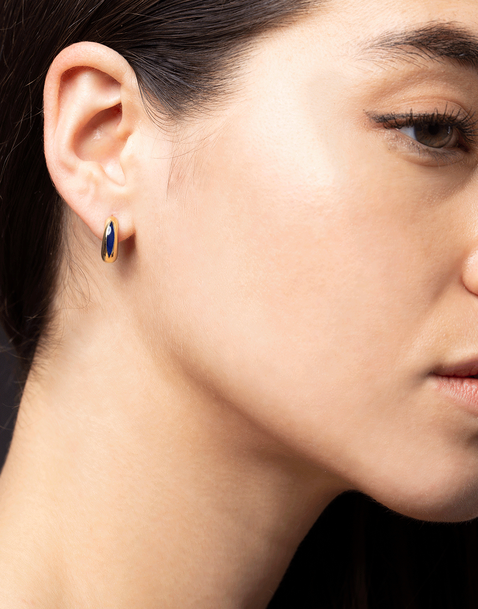 ANDY LIF-Blue Enamel Huggies-YELLOW GOLD