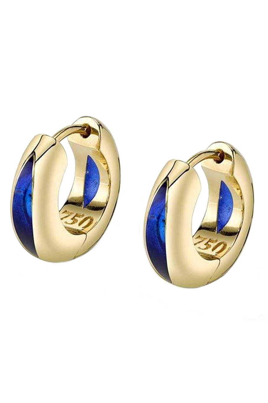 ANDY LIF-Blue Enamel Huggies-YELLOW GOLD