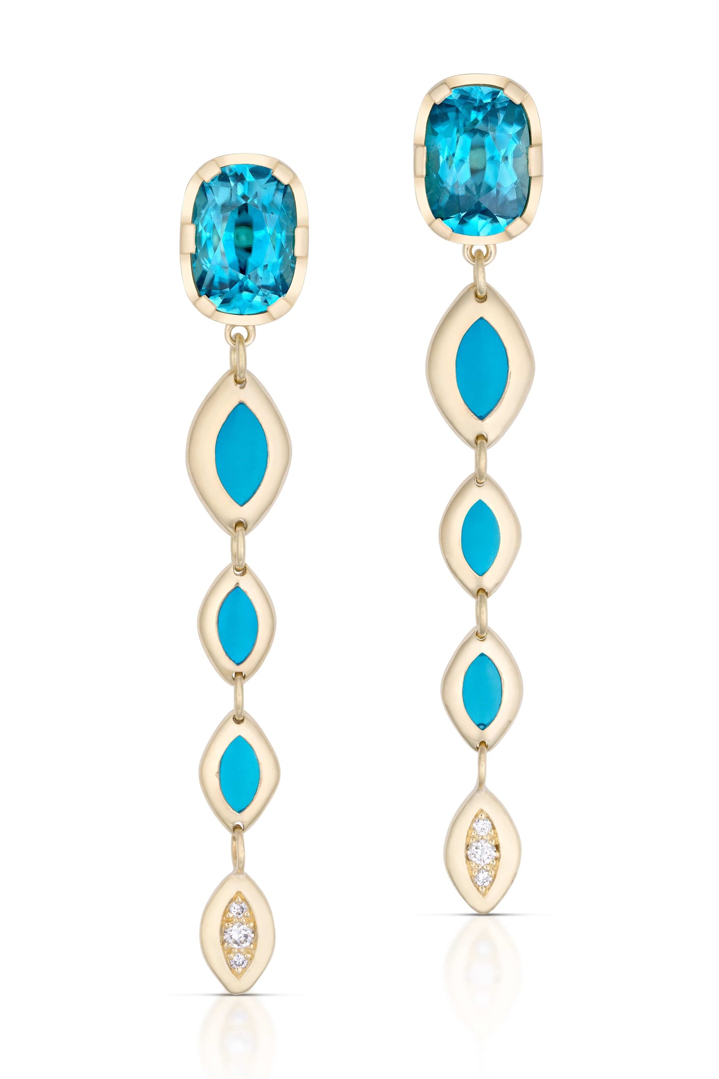 ANDY LIF-Blue Zircon Gem Drop Earrings-YELLOW GOLD