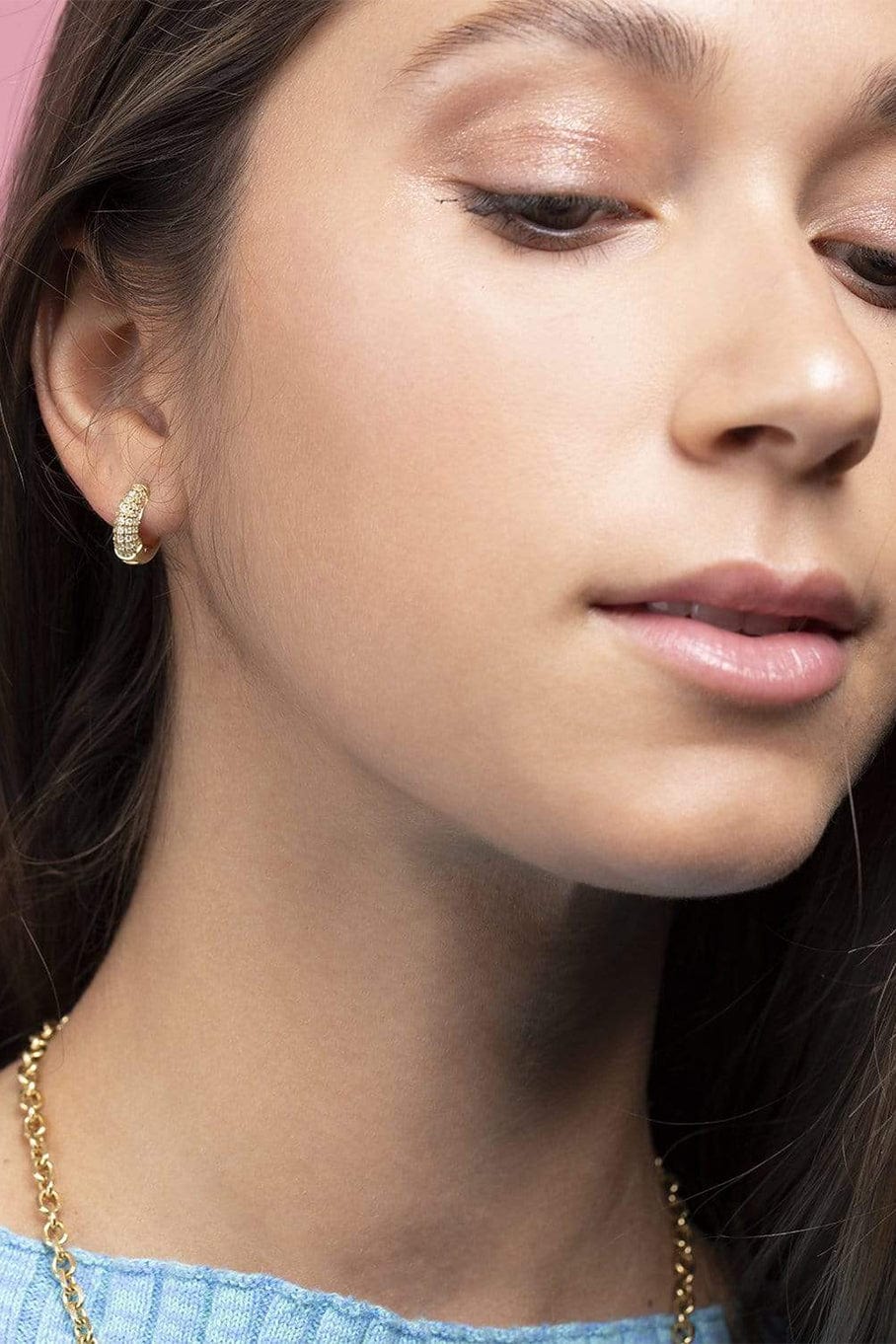 ANDY LIF-Diamond Pave Perfect Huggies-YELLOW GOLD
