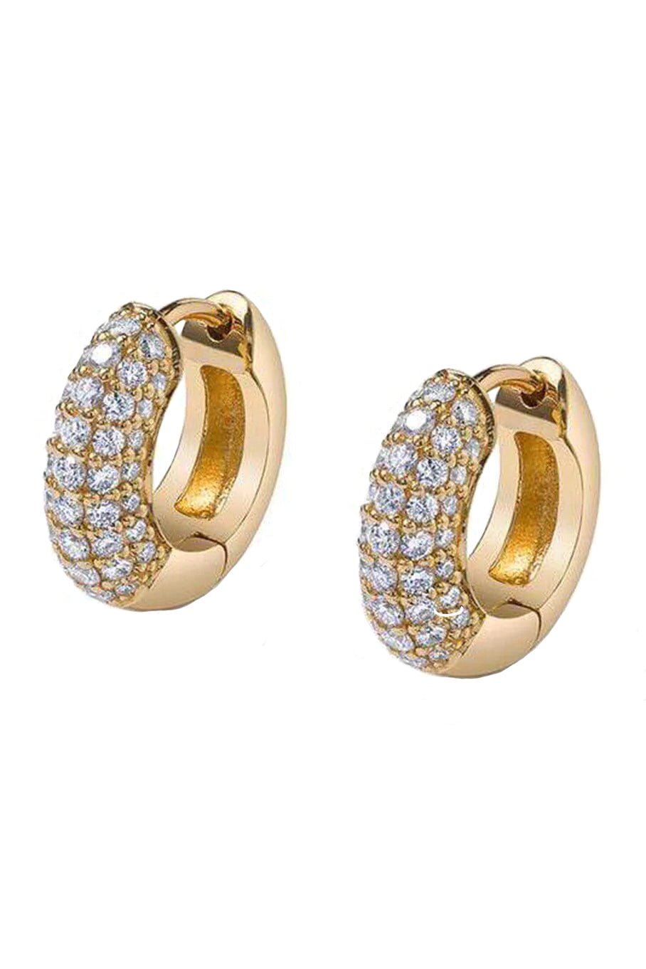 ANDY LIF-Diamond Pave Perfect Huggies-YELLOW GOLD