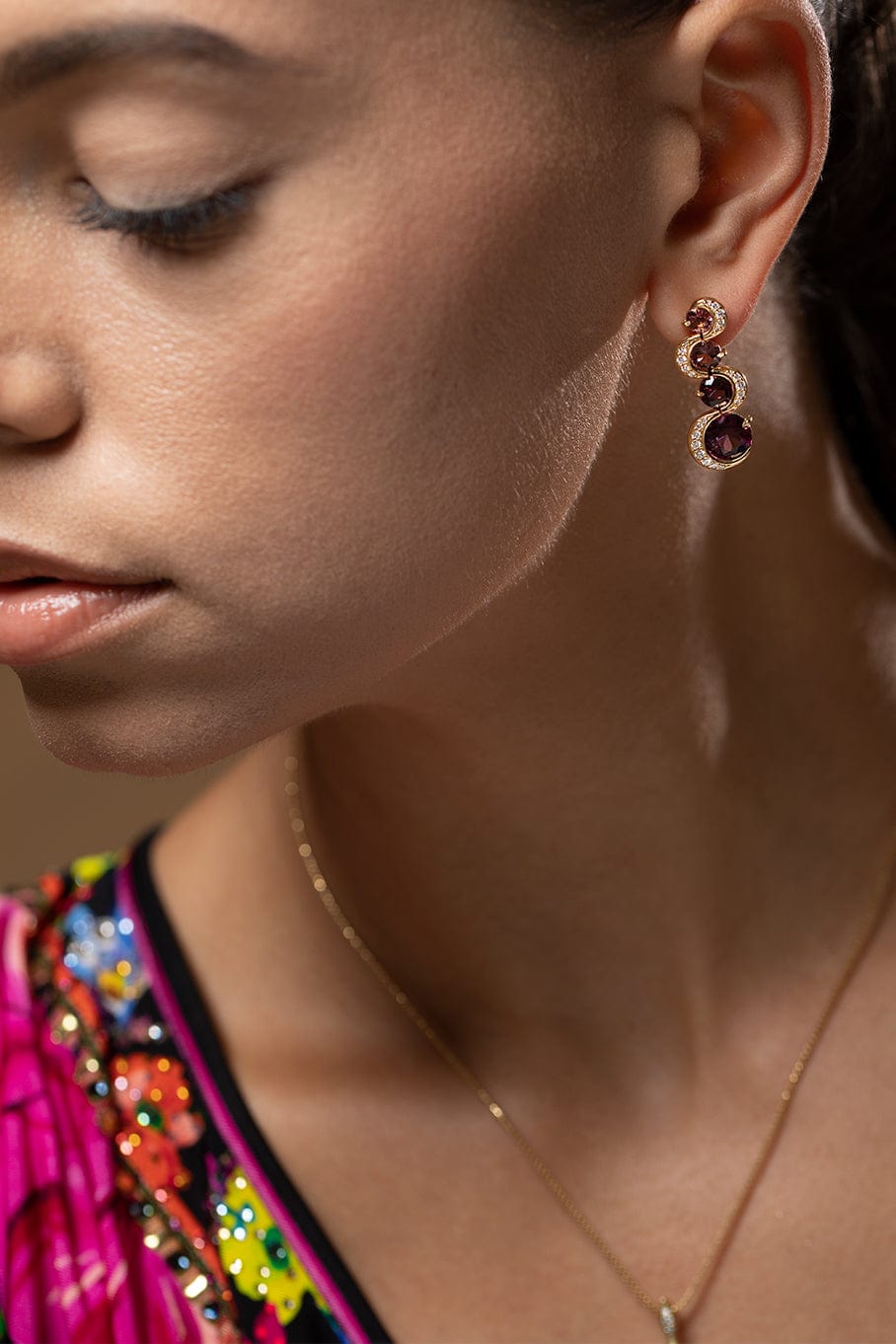 ANDY LIF-Pink Tourmaline Wave Earrings-YELLOW GOLD