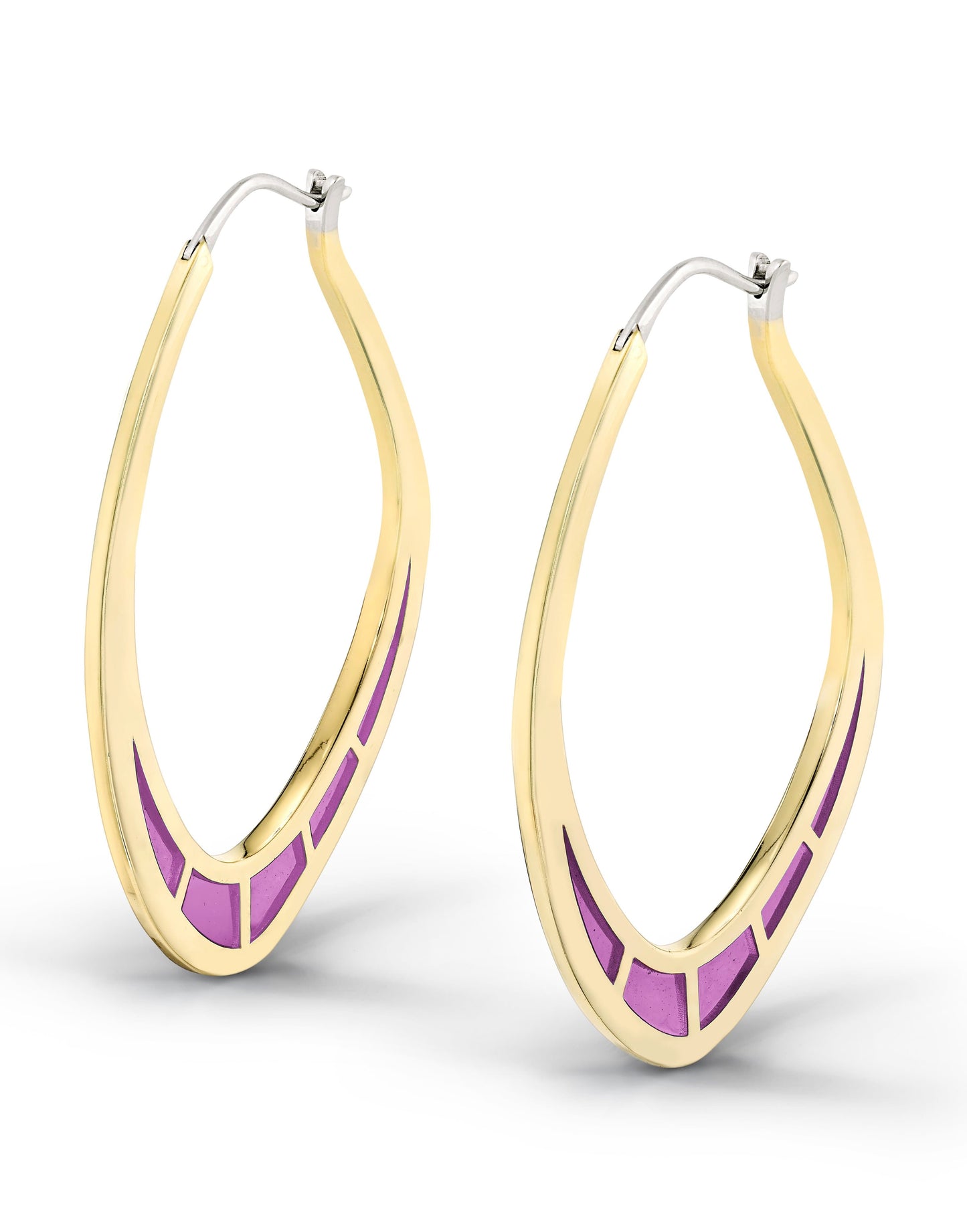 ANDY LIF-Purple Enamel Hoops-YELLOW GOLD
