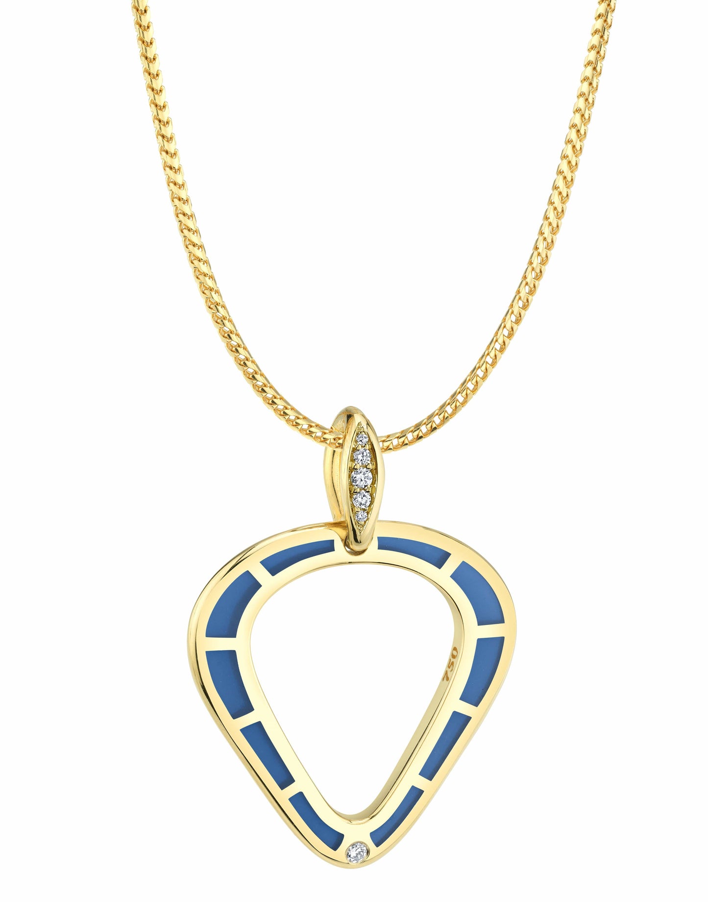 ANDY LIF-Blue Enamel and Diamond Necklace-YELLOW GOLD