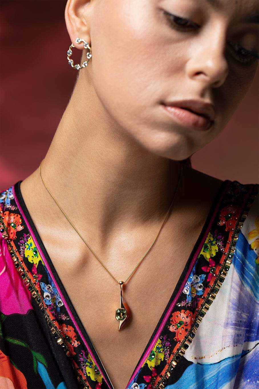 ANDY LIF-Mint Tourmaline Serpentine Necklace-YELLOW GOLD