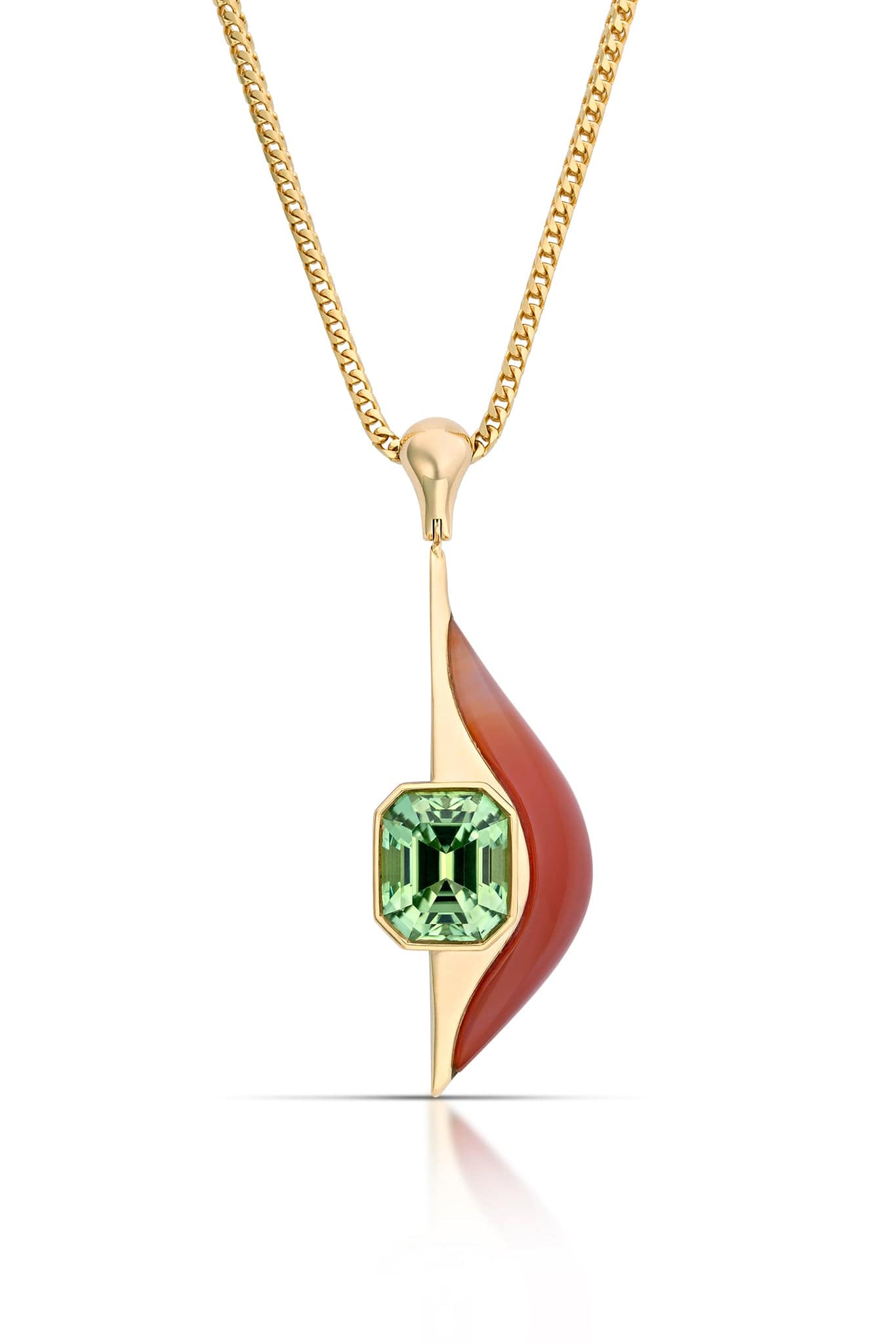 ANDY LIF-Mint Tourmaline Serpentine Necklace-YELLOW GOLD