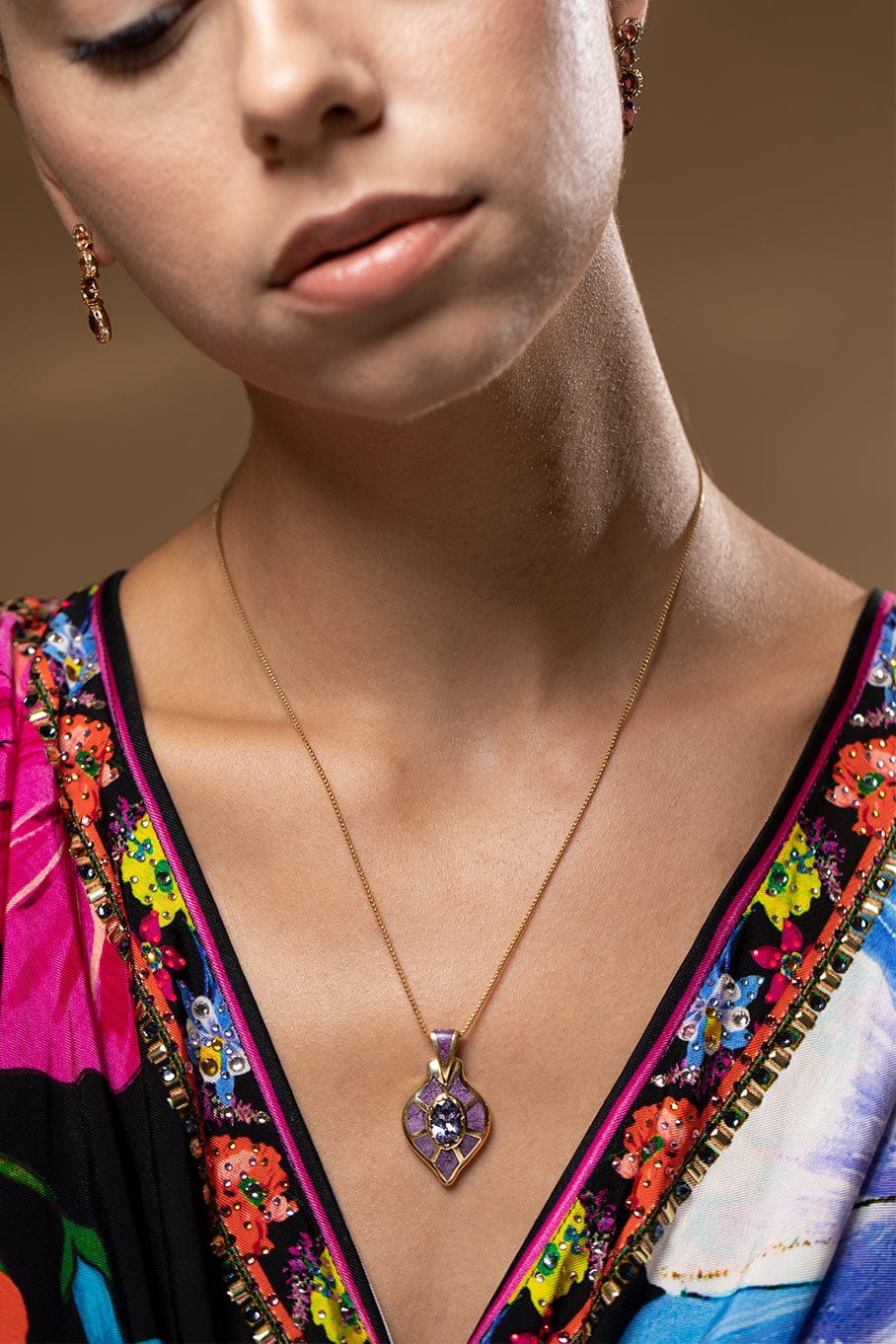 ANDY LIF-The Traveller Purple Sapphire Necklace-YELLOW GOLD