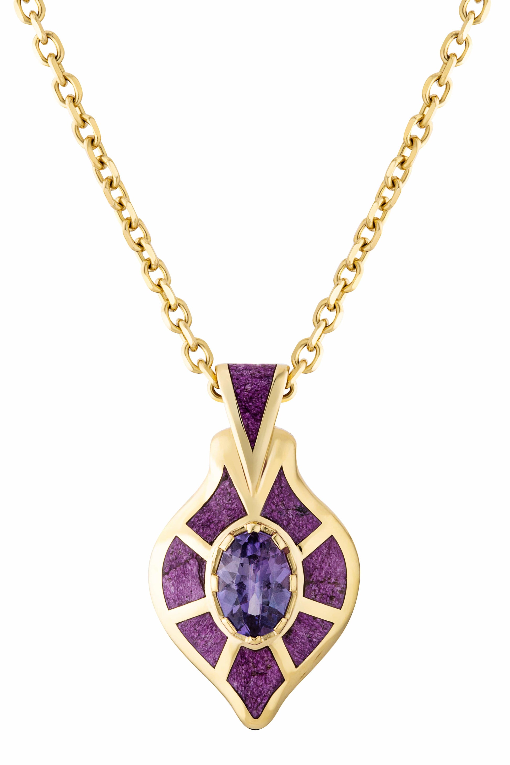 ANDY LIF-The Traveller Purple Sapphire Necklace-YELLOW GOLD