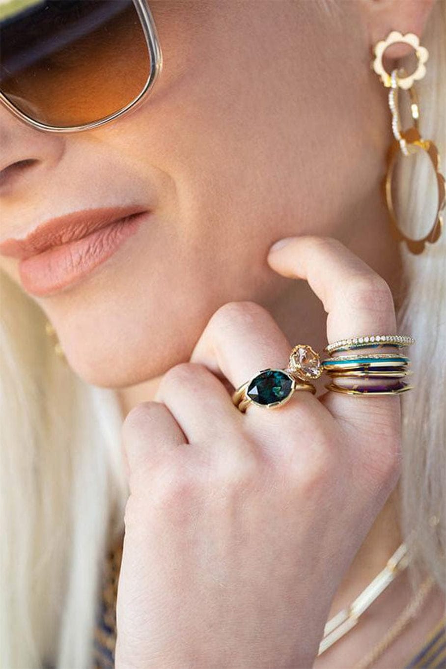 ANDY LIF-Sea Foam Tourmaline Diamond Ring-YELLOW GOLD