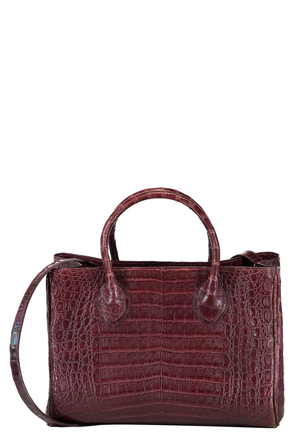 Roma Croc Bag - Burgundy-BURGUNDY-HANDBAGTOP HANDLE-ANGELA ALVAREZ