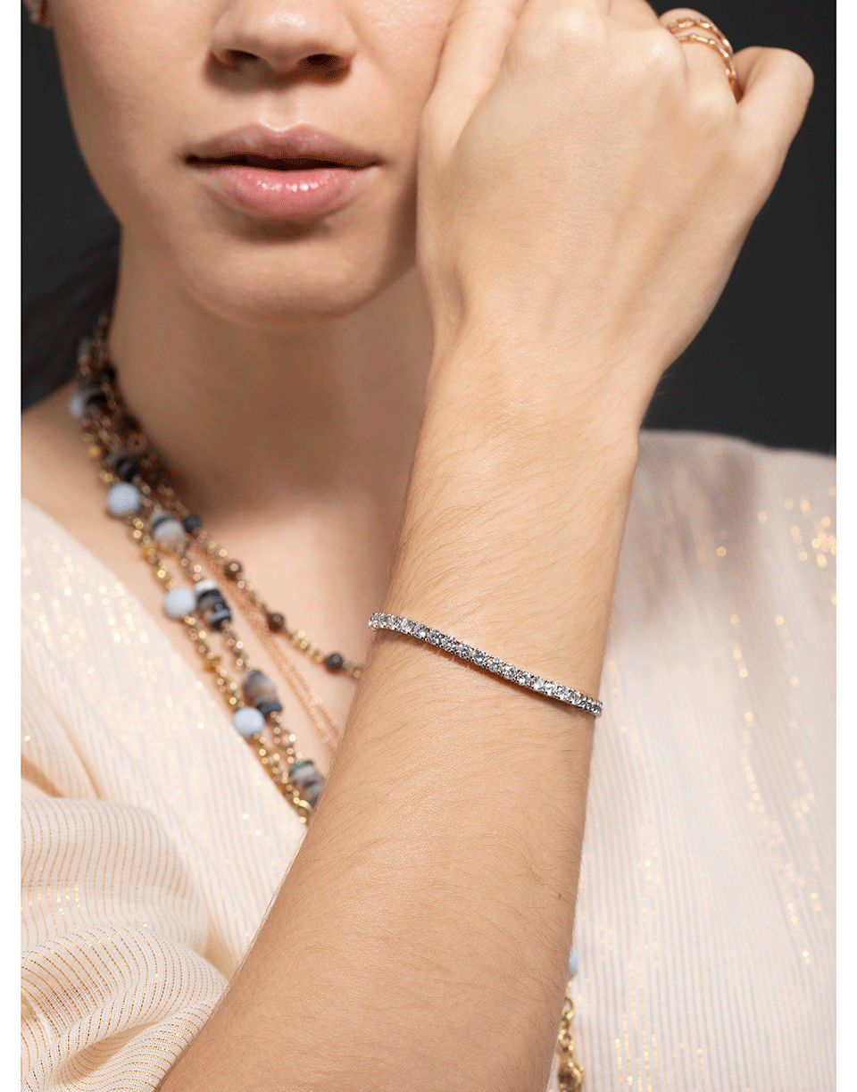 ANITA KO-Cuban Link Diamond Line Bracelet-WHITE GOLD