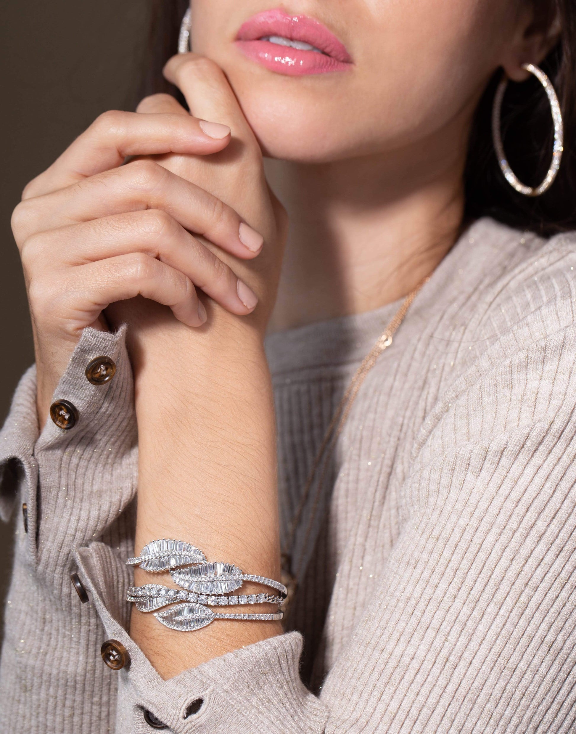 ANITA KO-Palm Leaf Diamond Bracelet-WHITE GOLD