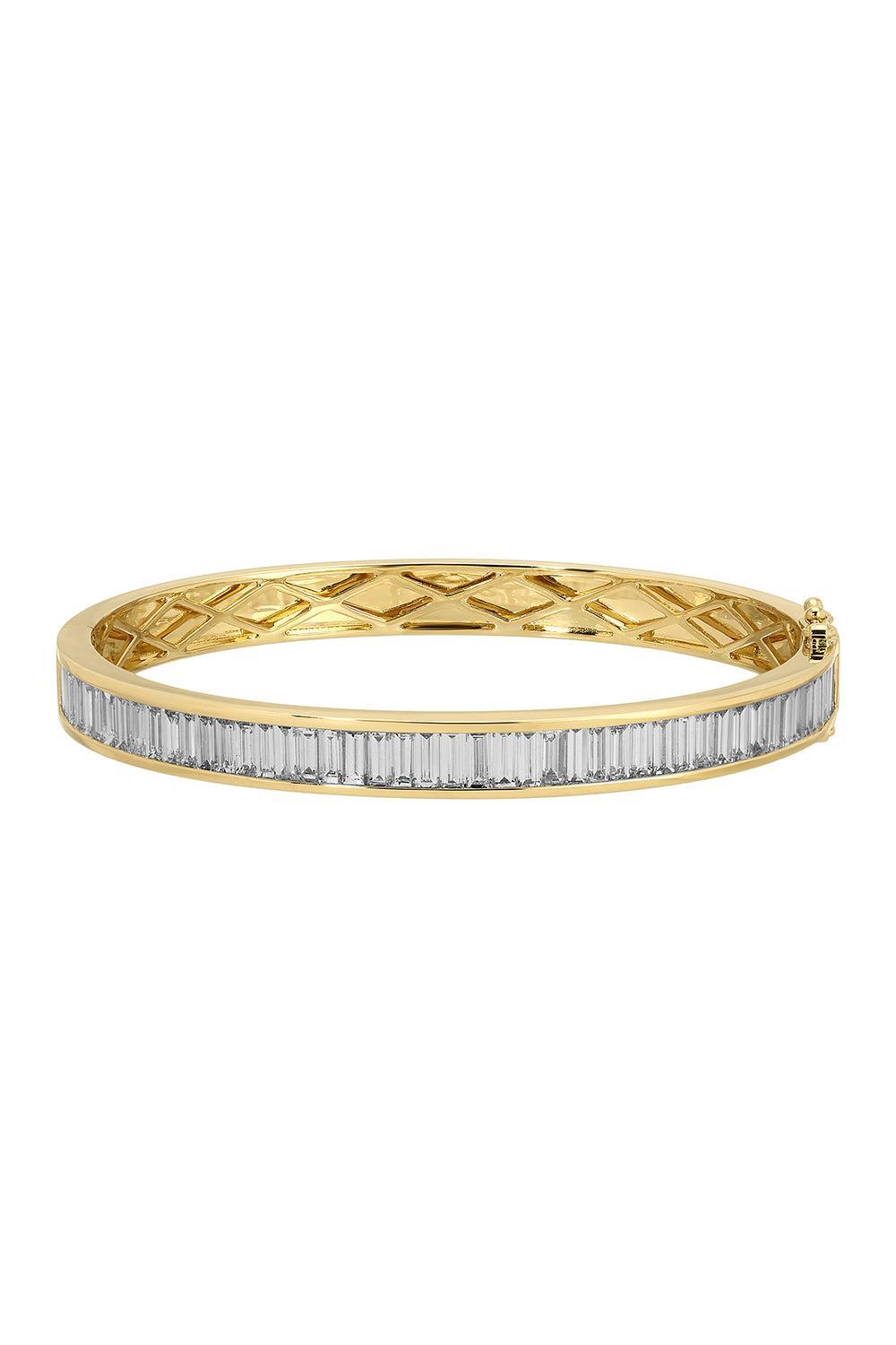 Baguette Diamond Hannah Bangle Bracelet-YELLOW GOLD-JEWELRYFINE JEWELBRACELET O-ANITA KO