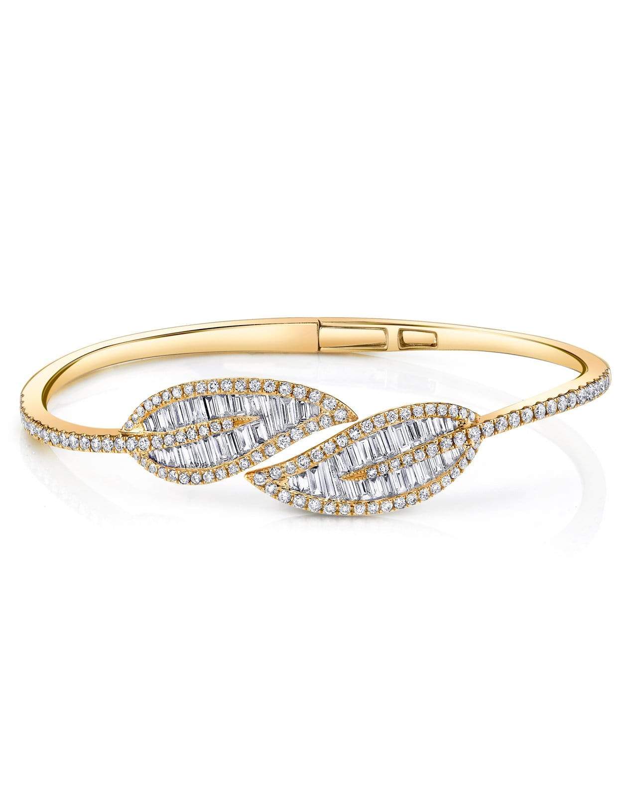 ANITA KO-Baguette Diamond Leaf Bracelet-YELLOW GOLD