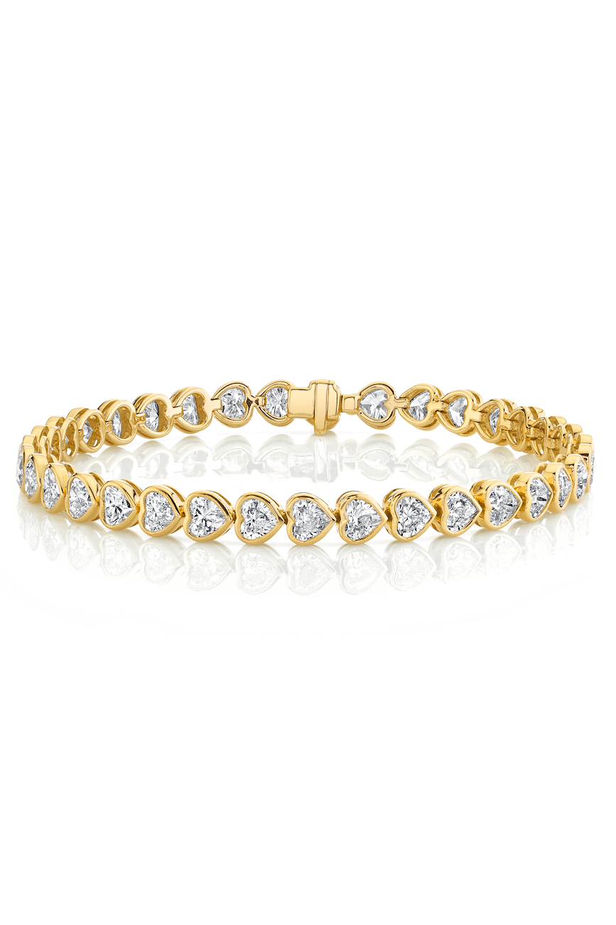 ANITA KO-Bezel Heart Diamond Tennis Bracelet-YELLOW GOLD