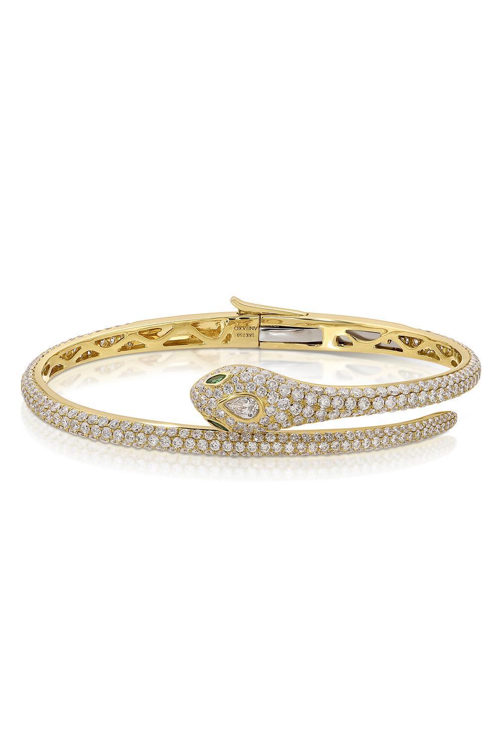 Diamond Snake Coil Bracelet-YELLOW GOLD-JEWELRYFINE JEWELBRACELET O-ANITA KO