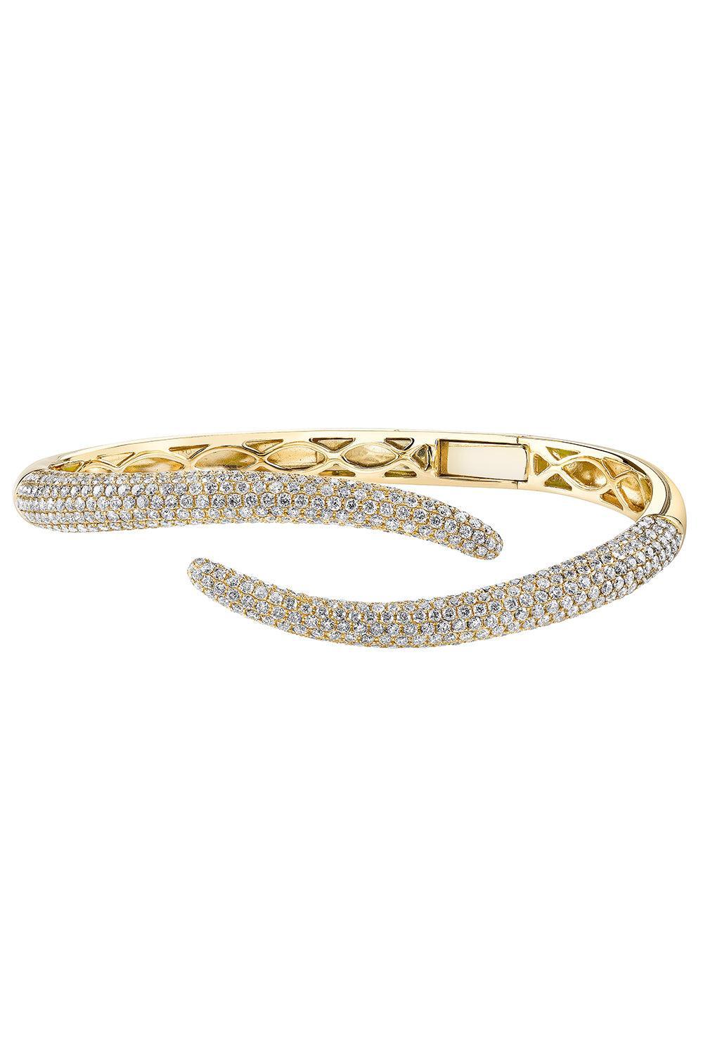 Diamond Tale Bangle Bracelet-YELLOW GOLD-JEWELRYFINE JEWELBRACELET O-ANITA KO
