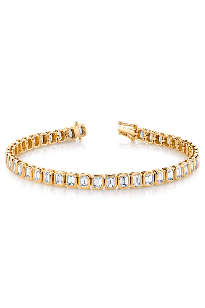 ANITA KO-Emerald Cut Bezel Diamond Bracelet-YELLOW GOLD