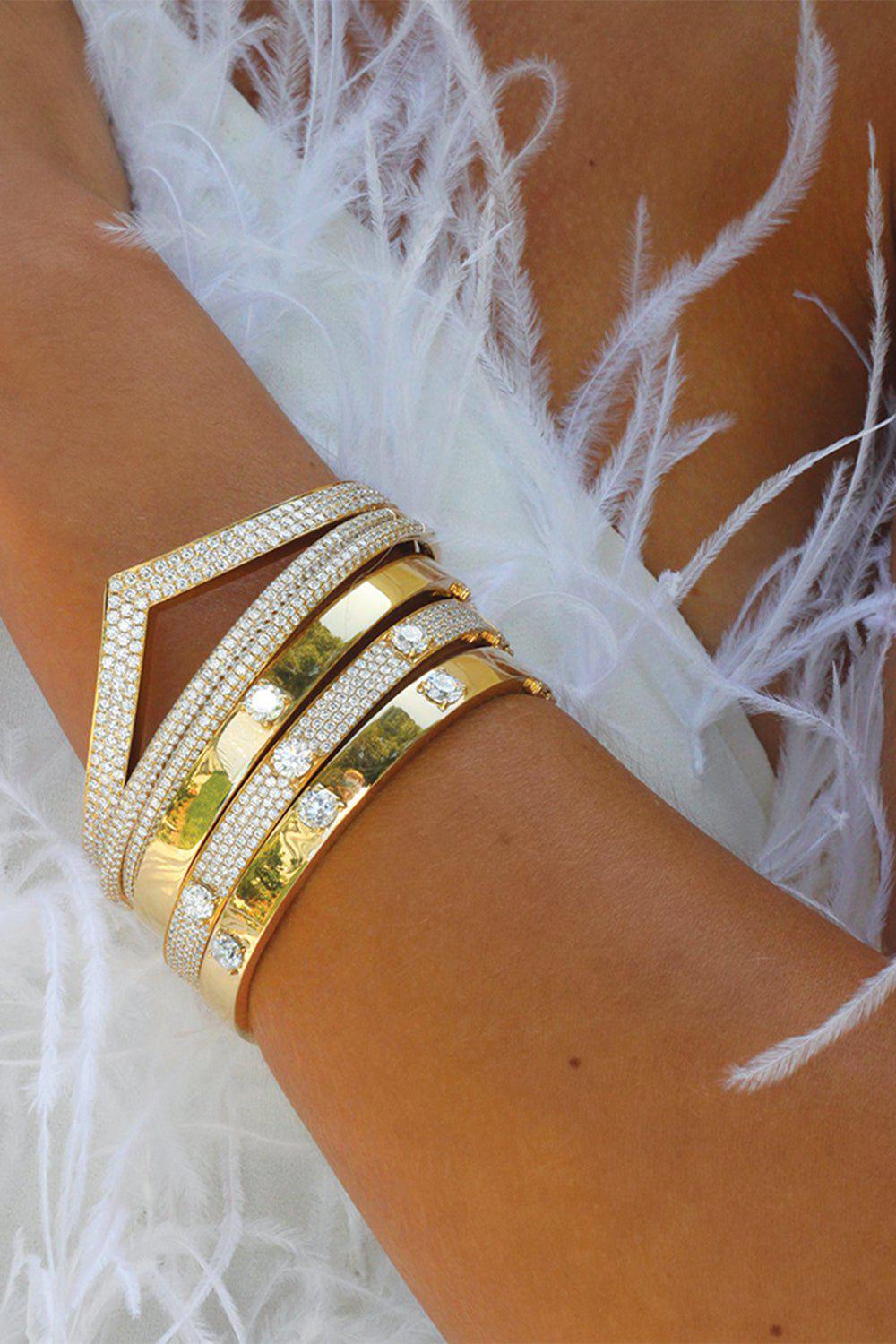 ANITA KO-Round Diamond Oval Bracelet-YELLOW GOLD