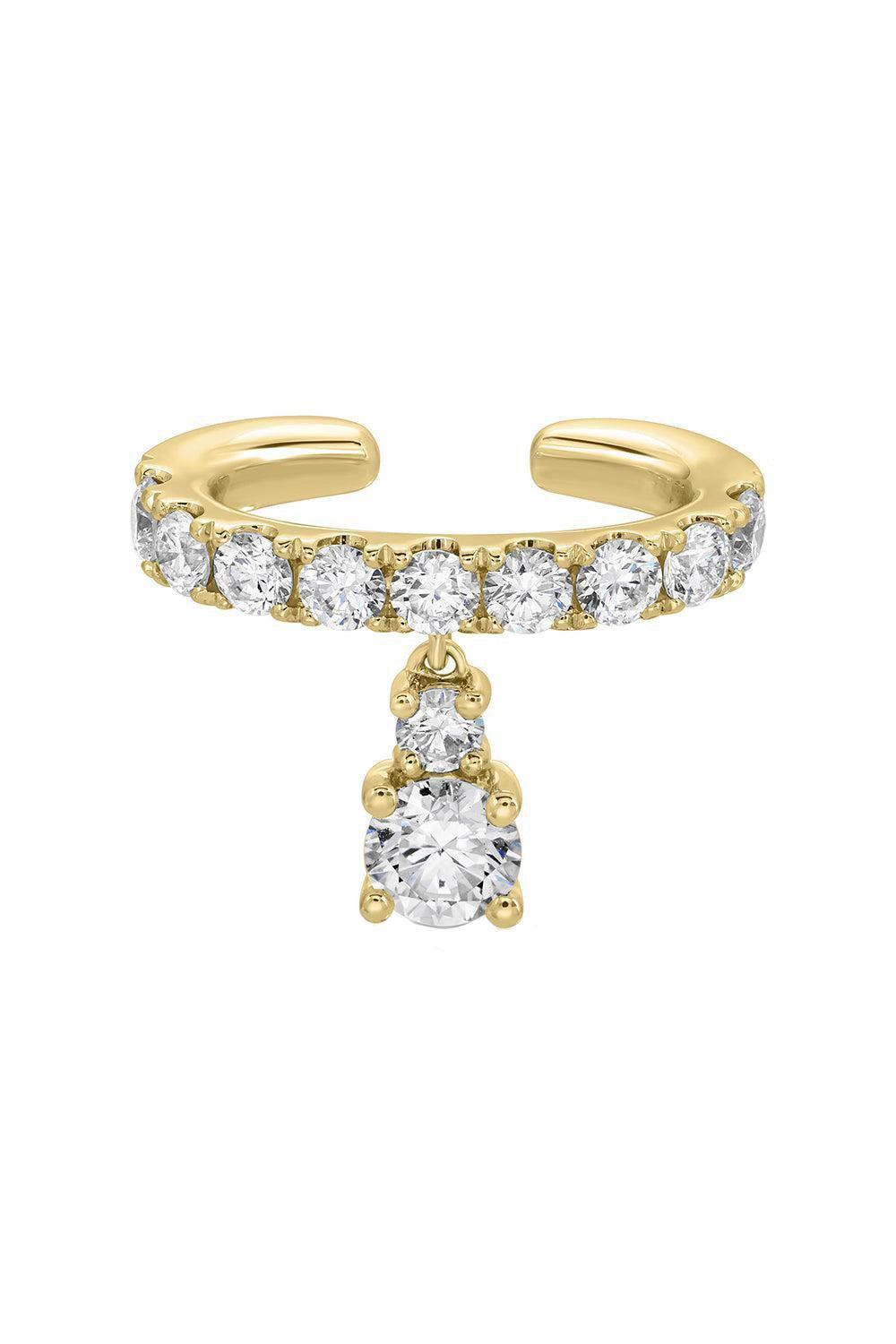 Round Diamond Drop Daphne Ear Cuff-YELLOW GOLD-JEWELRYFINE JEWELEARRING-ANITA KO