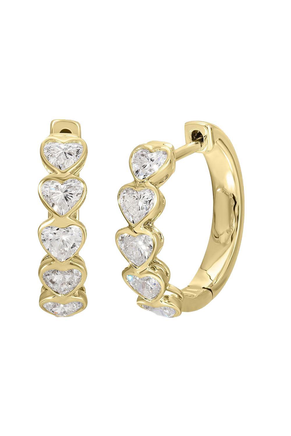 Heart Diamond Small Hoop Earrings-YELLOW GOLD-S-JEWELRYFINE JEWELEARRING-ANITA KO